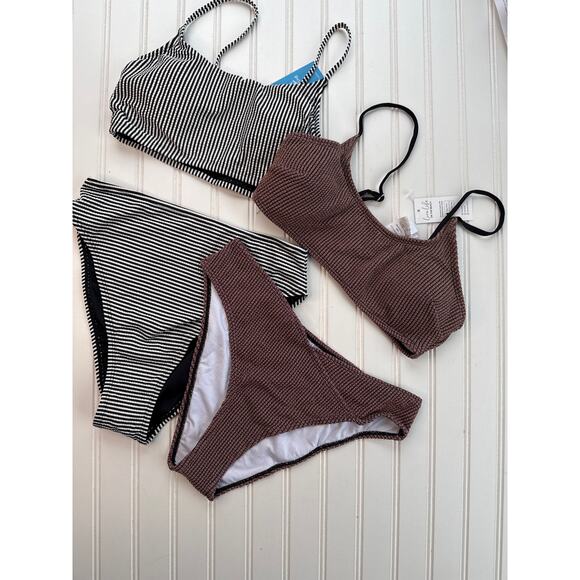 NWT Cupshe Scoop Neck Bikini Top & High-Cut Bottoms Set 2 PC Swim Bundle Size M - Picture 2 of 11